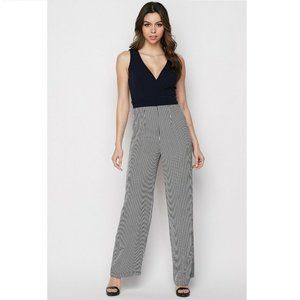 Teeze Me 5/6 Navy White Stripe Jumpsuit NWT BY26